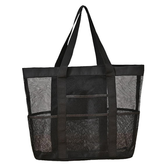 Large Mesh Beach Bag with Zipper Pocket - Family Size Tote for Pool, Cruise & Vacation Essentials - Sandproof & Lightweight Beach Tote Bag for Toys & Gear