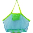 thumbnail image 1 of Large Mesh Beach Bag for Toys Sand Away Tote with Zipper for Child Swim Pool Travel Sandy Shoes Wet Towels 16 x 9.4 x 16inch Green Straps Blue Mesh, 1 of 5