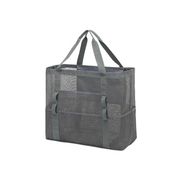 Large Mesh Beach Bag with Zipper Pocket - Family-Sized Tote for Pool Toys & Vacation Essentials - Breathable, Sand-Resistant & Water-Friendly Design