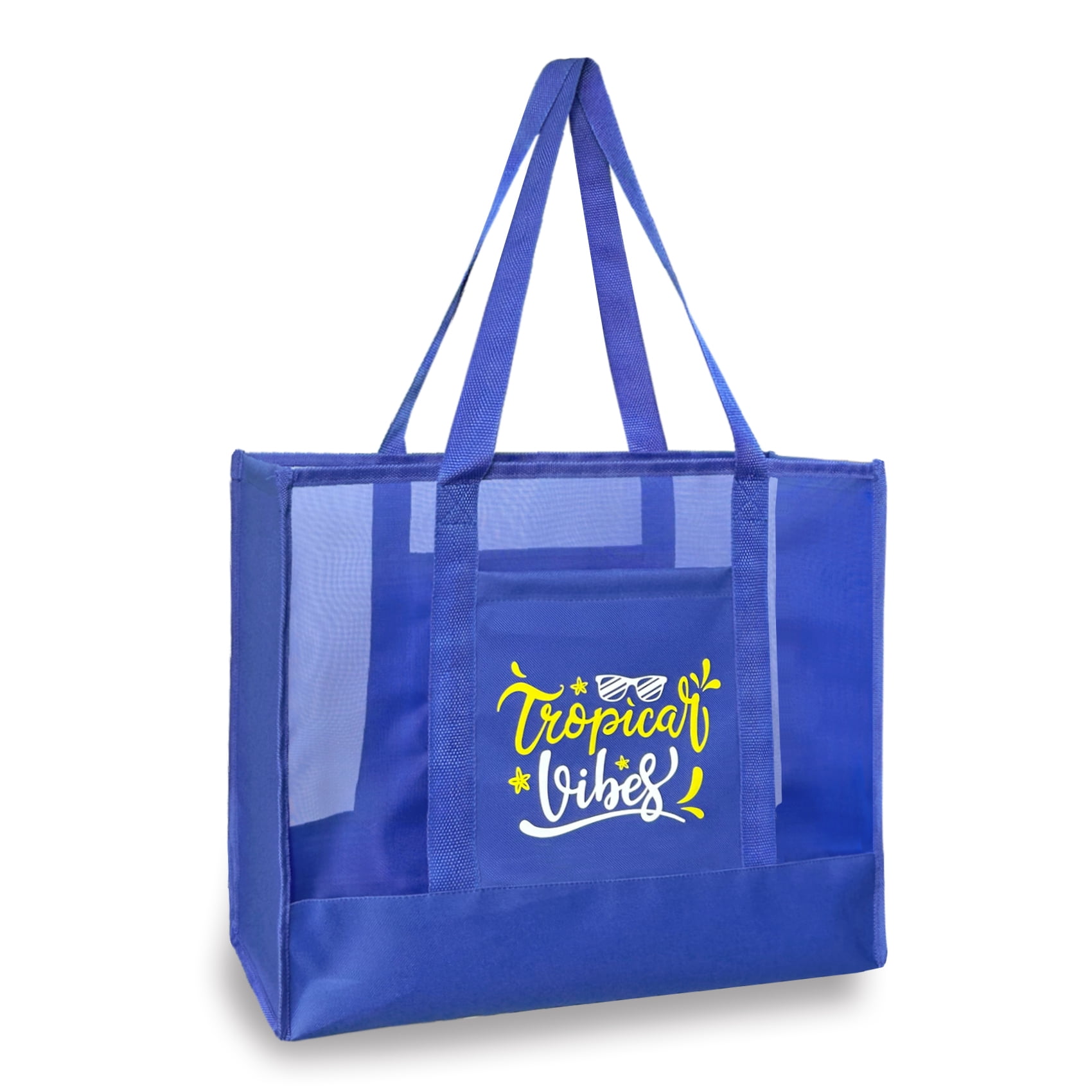 Large Mesh Beach Bags With Pockets & Zipper, Lightweight Beach Tote for