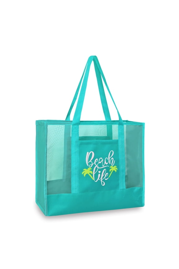 Large Mesh Beach Bags With Pockets & Zipper, Lightweight Beach Tote for Poolside, Trip/swim