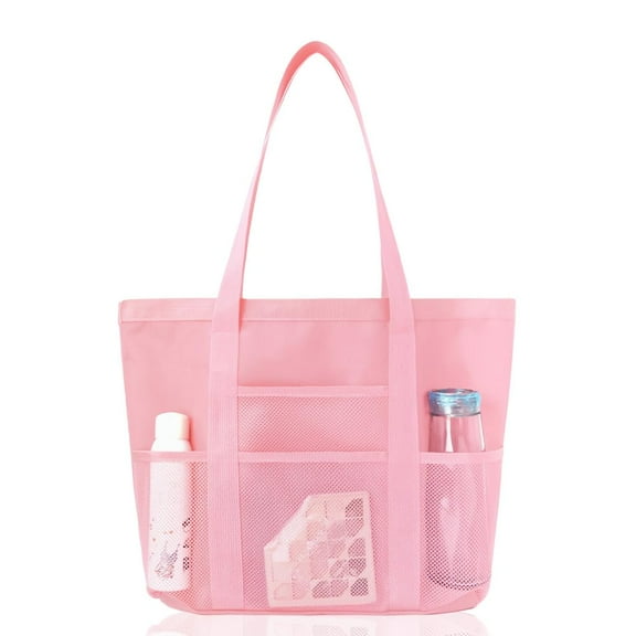Large Mesh Beach Tote Bag, Personalized Pink Beach Bag,aLarge Tote Bag for Family