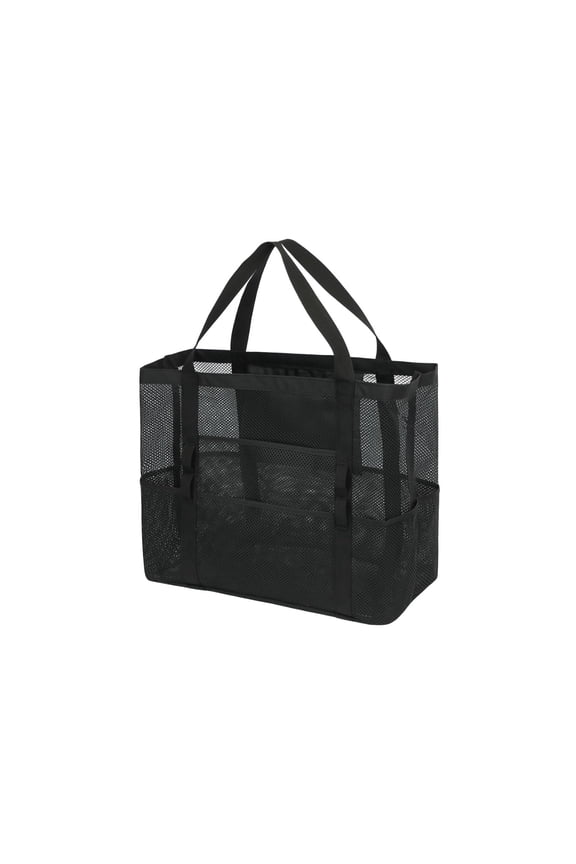 Large Mesh Beach Tote Bag with Zipper Pocket Lightweight Sandproof Pool Swim Bag for Family Travel and Cruise