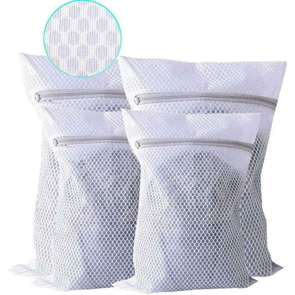 Large Mesh Laundry Bag, Pack of 4 Delicates Net Bags for Laundry, Lingerie Bag for Washing Machine, Dryer Safe Travel Zippered Garment Bags for Laundry