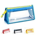 thumbnail image 1 of Large Mesh Pencil Cases 8.3 Inch, Clear Transparent Stationeries Bag for Kidults, High Capacity Class Pencil Bag with Bottom, Blue, 1 of 6