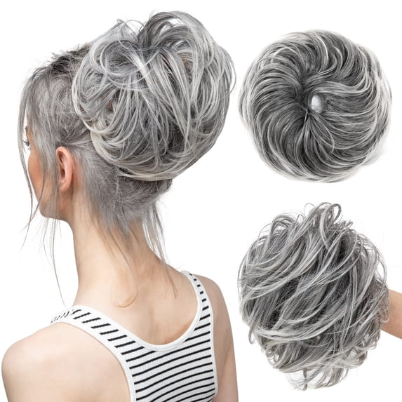Large Messy Bun Hair Piece, Wavy Curly Scrunchie Synthetic Chignon Ponytail Hair Extensions, Thick Updo Hairpieces for Women, Fake Hair Bun Scrunchies for Daily Wear