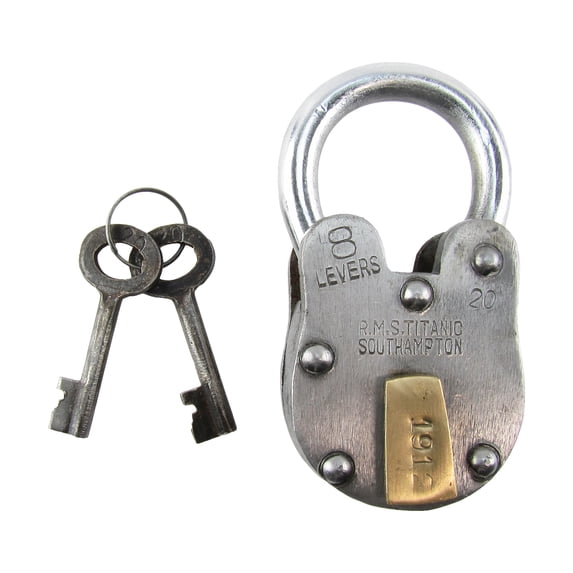 Large Metal 1912 RMS Titanic Model Padlock Vintage Antique Style Chest Lock Keys