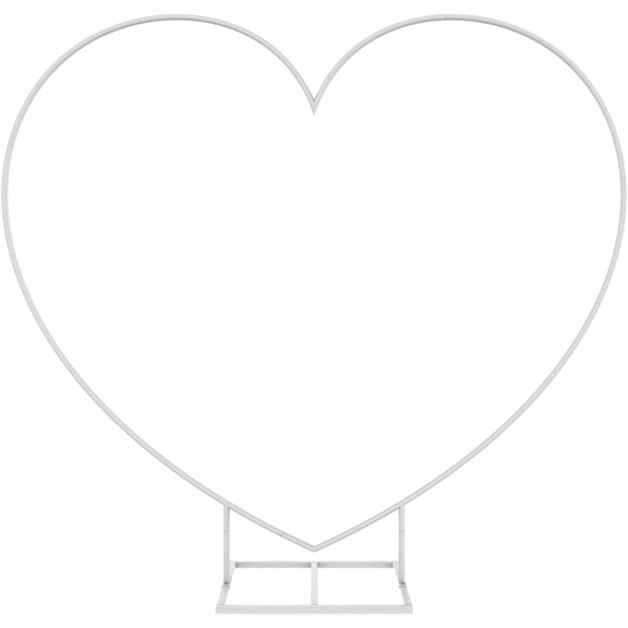 Large Metal Balloon Arch Kit with Heart Frame, Square Base, and Accessories (White)