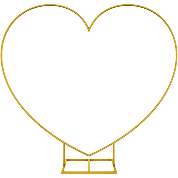 Large Metal Balloon Arch Kit with Heart Frame and Square Base in Gold