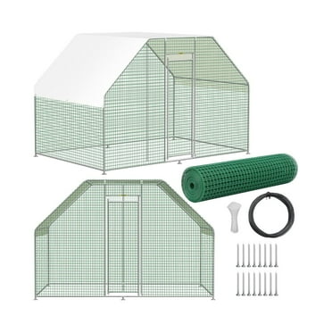 Large Metal Chicken Coop, 1/3 Rooms Walk-in Chicken Run, Galvanized Wire Poultry Chicken Hen Pen Cage, Rabbits Duck Cages Waterproof Anti-Ultraviolet Cover for Farm, Backyard