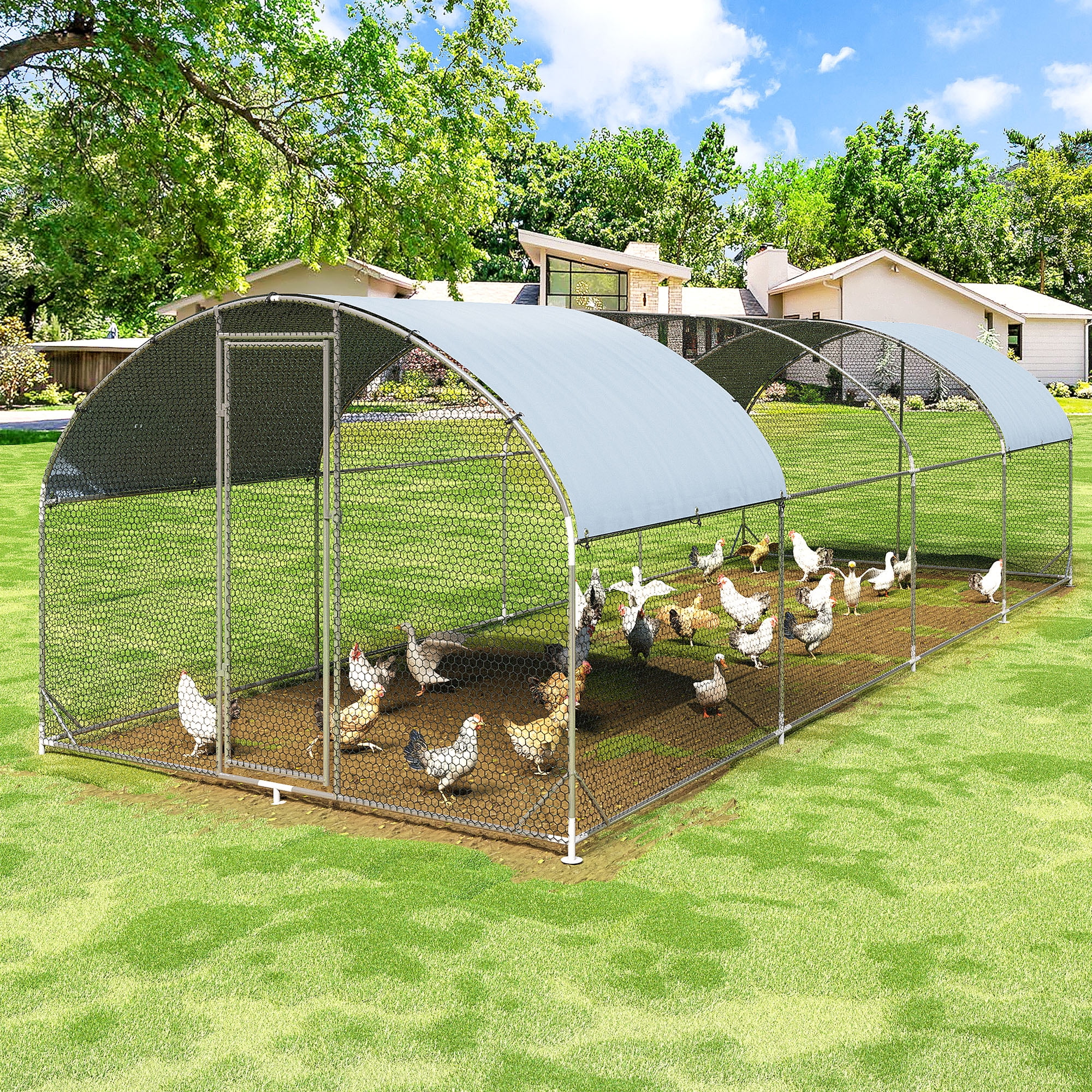 BETISE Extra Large Metal Chicken Coop Walk-in Poultry Cage Pen Rabbit ...