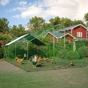 Large Metal Chicken Coop 19.7x9.8x6.6 ft Chicken Cage Hen House Poultry Rabbit Hutch Enclosuse with Waterproof Cover