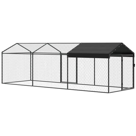 Large Metal Chicken Coop, Chicken Run with Waterproof & Anti-UV Cover for 3-5 Poultry, Outdoor Poultry Cage Rabbit Hutch