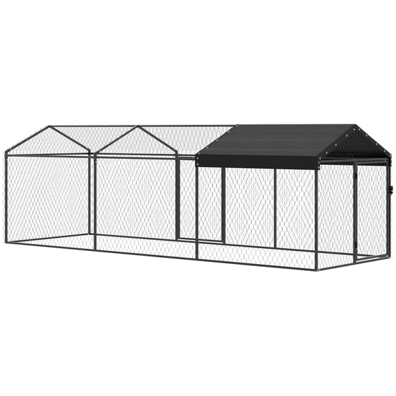 Large Metal Chicken Coop, Chicken Run with Waterproof & Anti-UV Cover for 3-5 Poultry, Outdoor Poultry Cage Rabbit Hutch