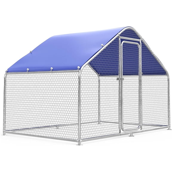 Large Metal Chicken Coop with Hexagonal Chicken Wire, Chicken Coop Run Pen for Yard with Waterproof Cover, Outdoor Large Walk-in Chicken Coops for 8 Chickens Duck Pen House Cage Run
