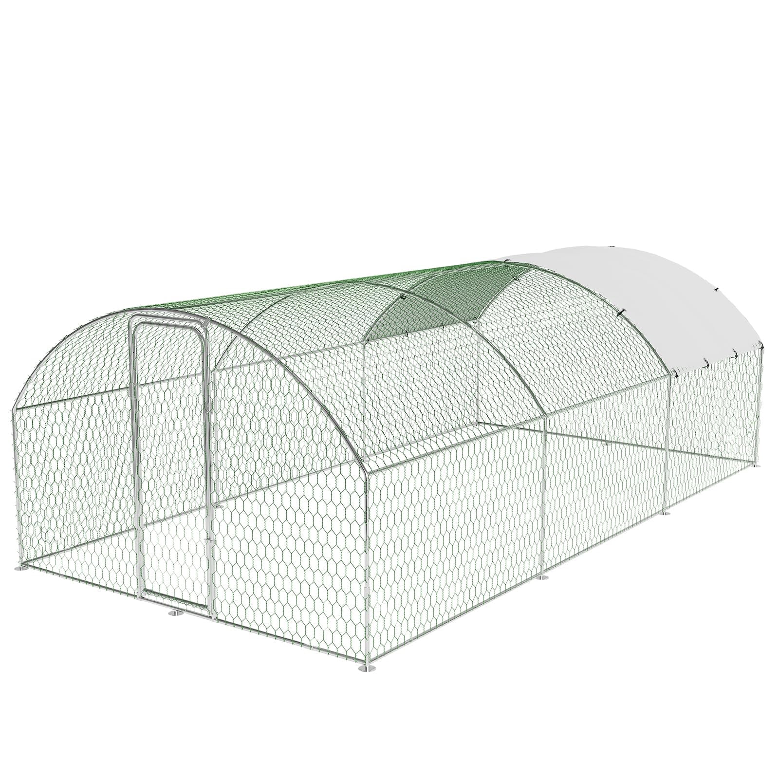 Large Metal Chicken Coop, Large Chicken Coop for Yard, Walk-in Poultry Cage with Waterproof and Anti-Uv Cover, Chicken Run for Outdoor Backyard Farm, Doom Roof, 9.8×19.7×6.6ft