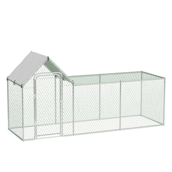 Large Metal Chicken Coop Outdoor, Walk-In Poultry Cage Spire Shape Run Pen with Waterproof Anti-UV Cover for Duck Rabbits Habitat