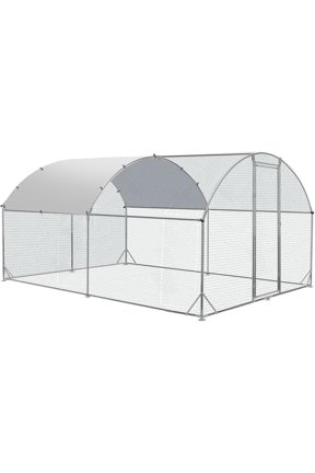 Large Metal Chicken Coop Round Top Upgrade Tri-Supporting Wire Mesh Chicken Run,Chicken Pen with Water-Resident and Anti-UV Cover,Duck Rabbit House Outdoor (13'L x 9'W x 6.5'H)