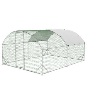 Large Metal Chicken Coop Run for Poultry with Roof Cover,Chicken Pens Dome Coop with Upgrade Tri-Supporting,Outdoor Walk-in Cage Peak Hen House for Yard Farm