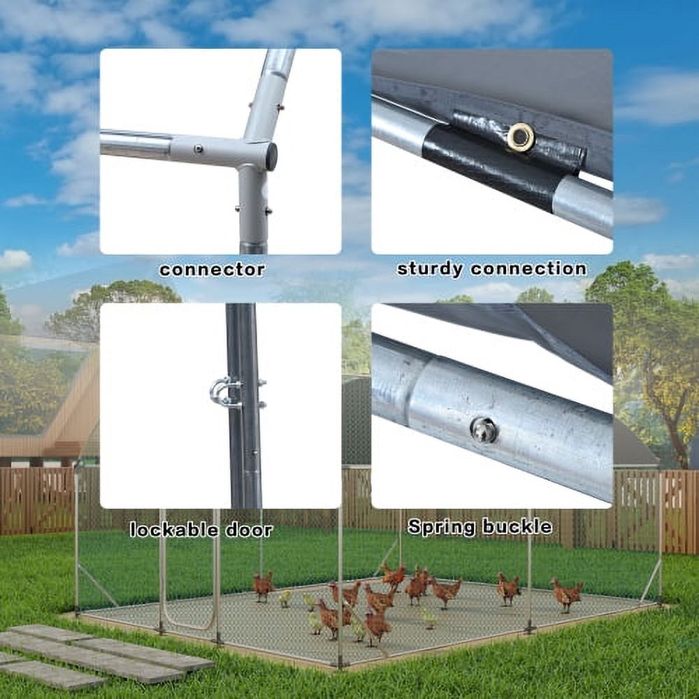 Large Metal Chicken Coop with Run, Walkin Chicken Coop for Yard with