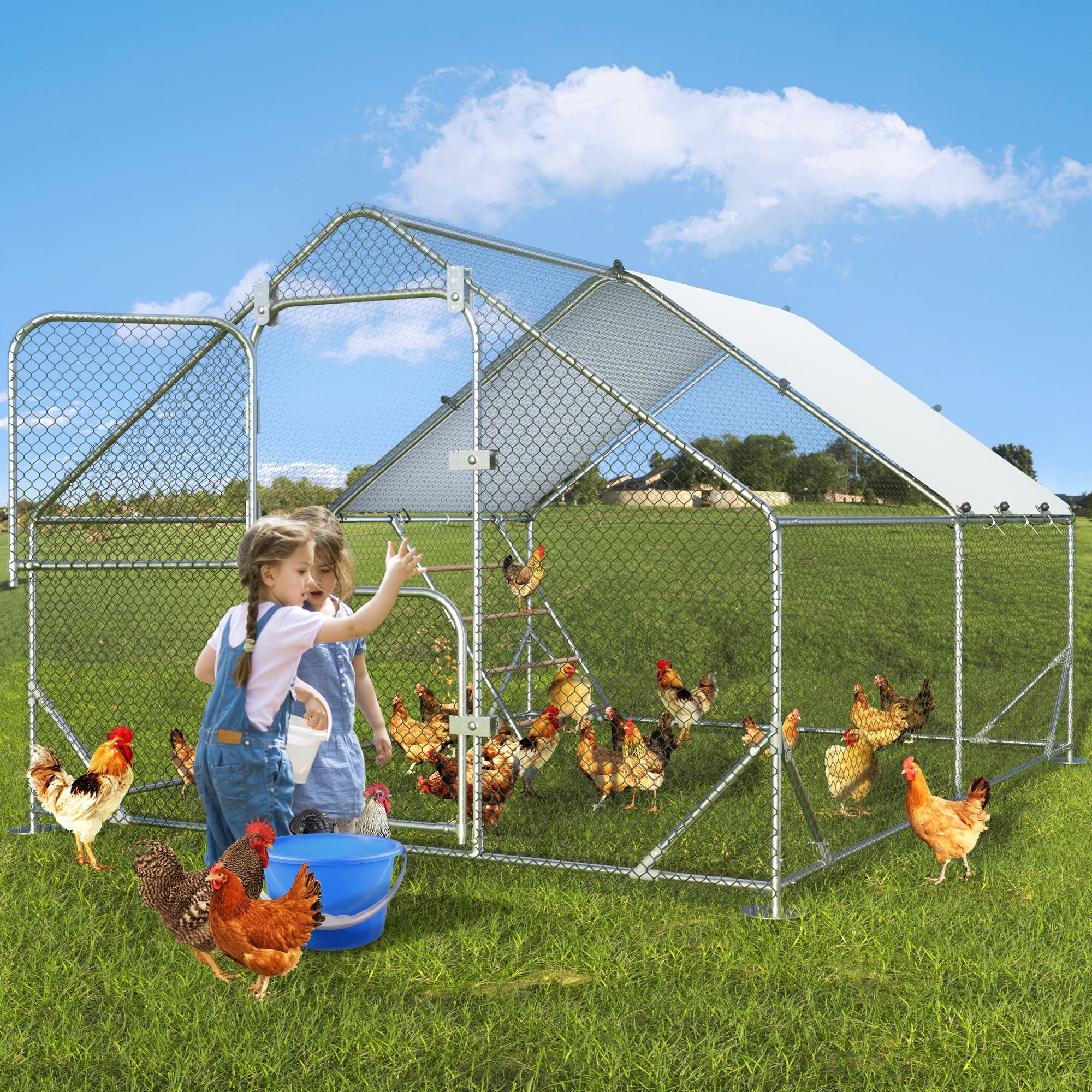 SACVON Large Metal Chicken Coop Run, 13.1x9.8x6.6 