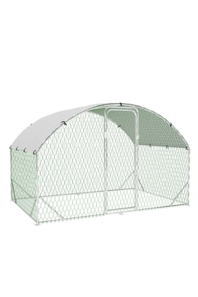 Large Metal Chicken Coop Upgrade Tri-Supporting Wire Mesh Chicken Run,Chicken Pen with Water-Resident and Anti-UV Cover,Duck Rabbit House Outdoor(16.5’ W x 10’ L x 6.5’ H)