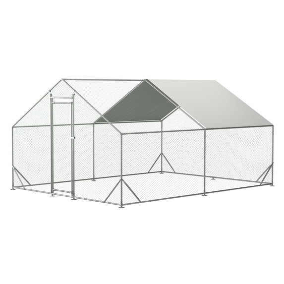 Large Metal Chicken Coop, Walk-in Chicken Run, Galvanized Wire Poultry Chicken Hen Pen Cage, Rabbits Duck Cages with Waterproof and Anti-Ultraviolet Cover for Outside(10' L x 13' W x 6.56' H)