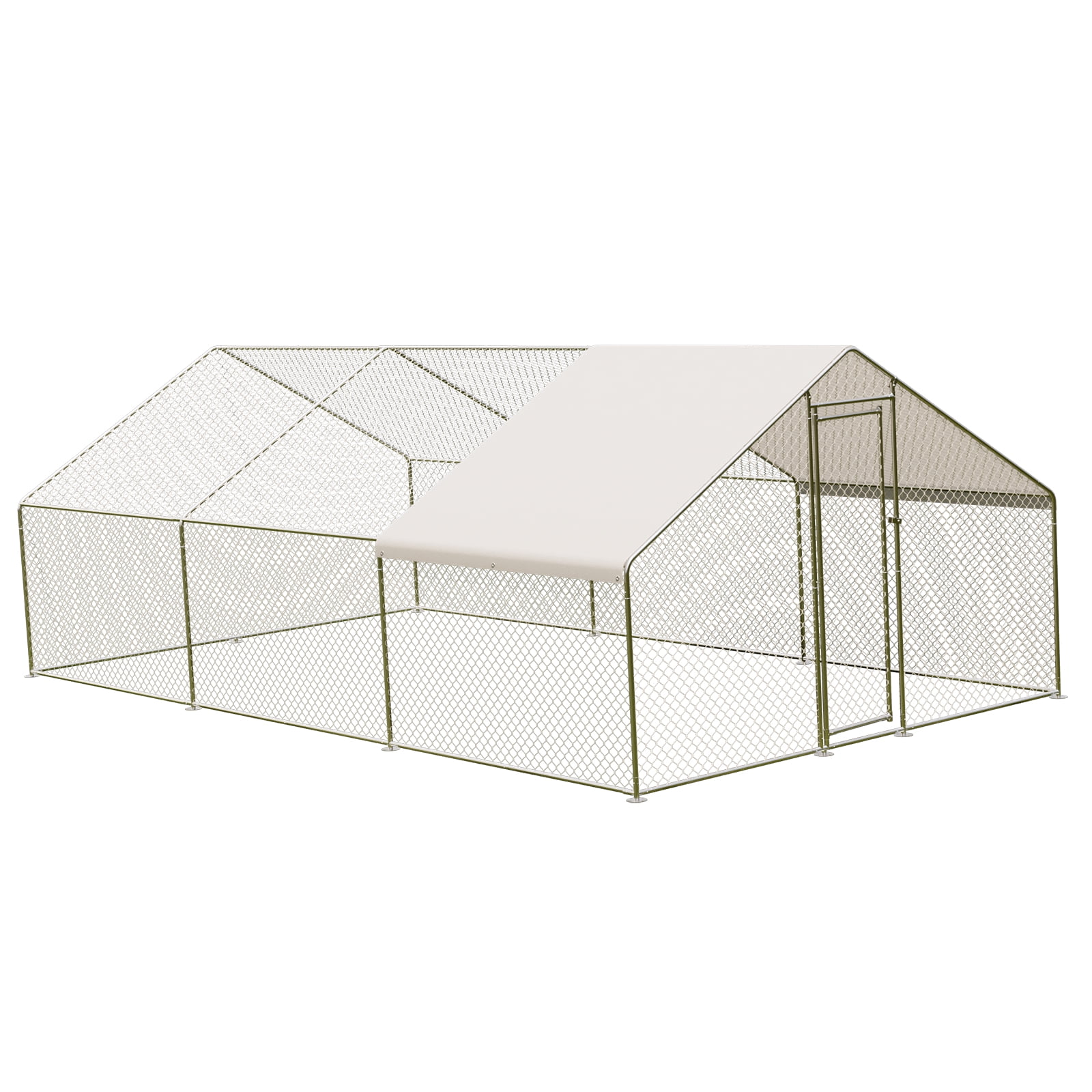 Large Metal Chicken Coop Walk-in Poultry Cage Hen Duck Run House with ...
