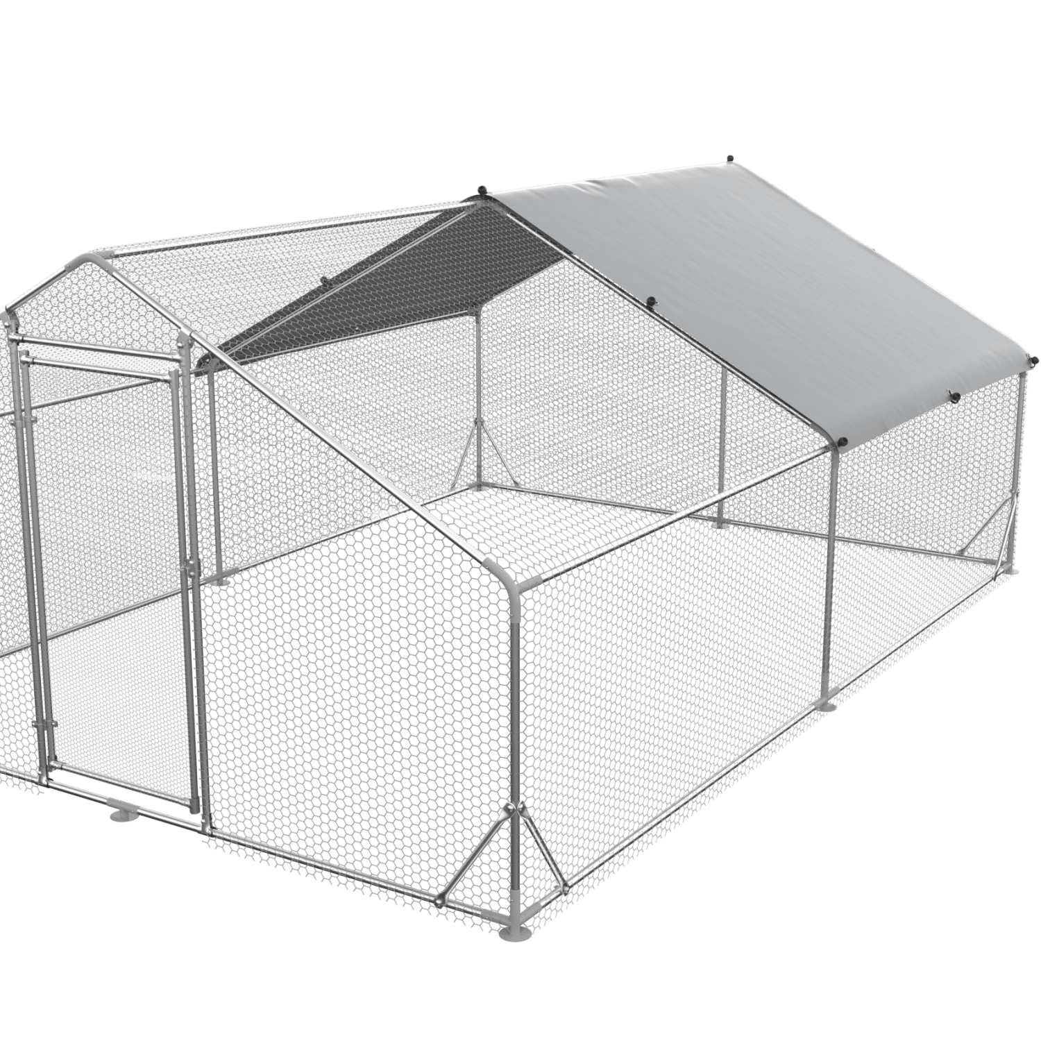Large Metal Chicken Coop Walk-in Poultry Cage Hen Run House Rabbits Habitat Cage Spire Shaped Coop with Waterproof and Anti-Ultraviolet Cover (13.1' L x 9.8' W x 6.4' H)
