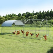 Large Metal Chicken Coop Walk-in Poultry Cage, Chicken Coop Run Pen Dog Kennel with Waterproof and Anti-Ultraviolet Cover, Duck Rabbit House for Yard Outdoor Farm Use (9.2'W x 18.7'L x 6.5'H)