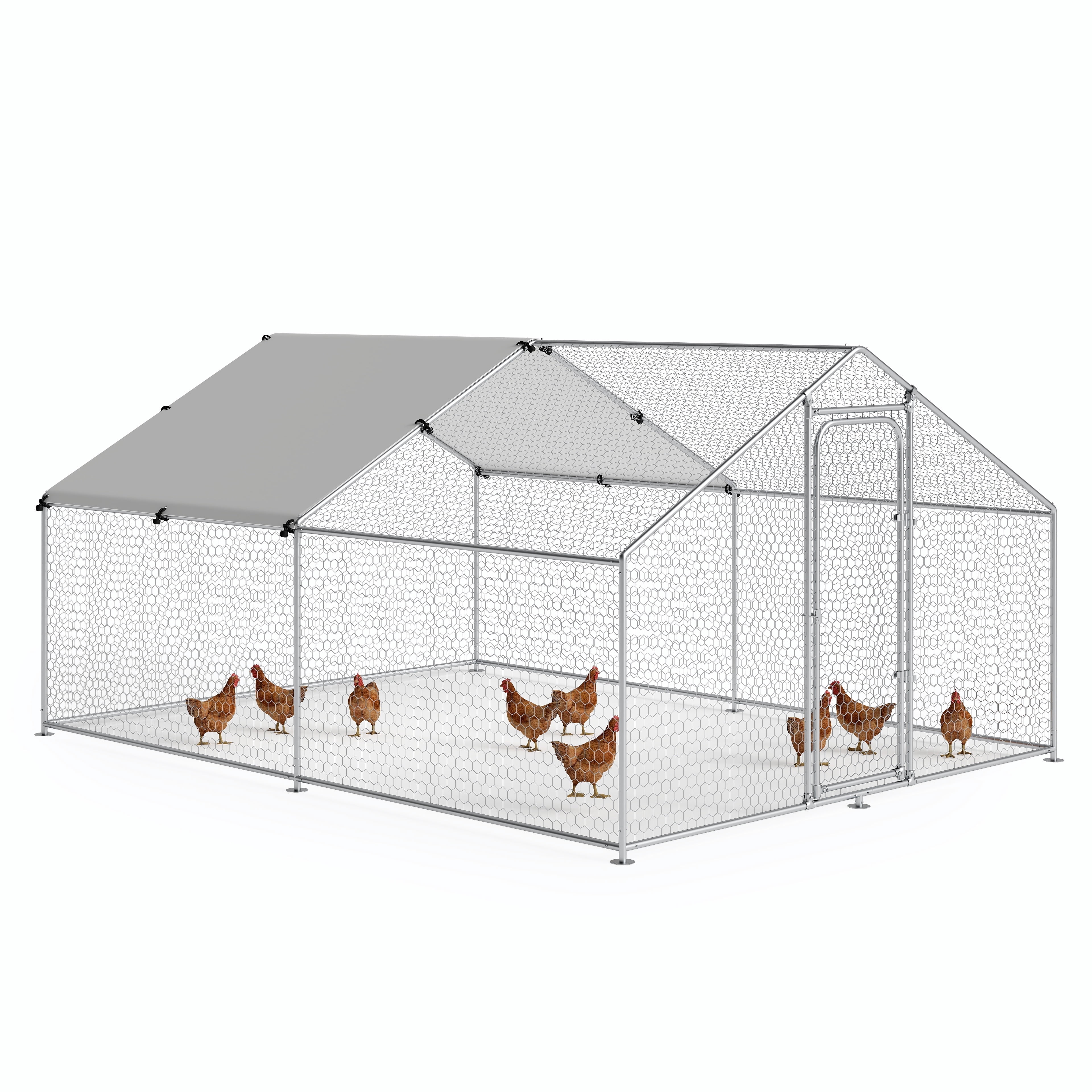 YOKWOK 10x13.2x6.4 ft Large Metal Chicken Coop with Waterproof and