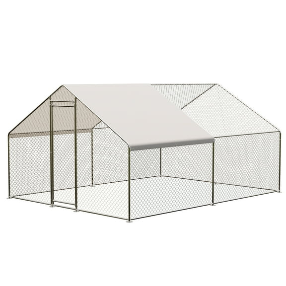 Large Metal Chicken Coop Wire Mesh Heavy Duty Chicken Run with Waterproof Cover and Anti-UV Cover Walk-In Poultry Cage for Yard Outdoor Duck Rabbit House Cage