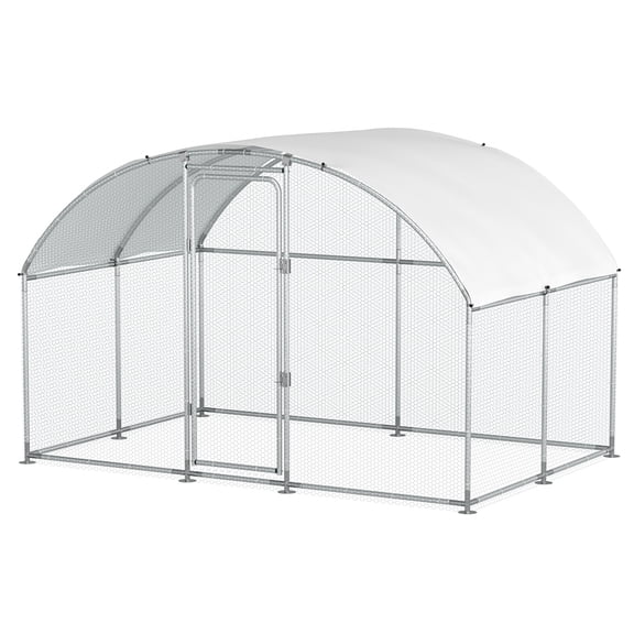 Large Metal Chicken Coop with Roof and Run for 6-10 Chickens, Walk-in Outdoor Chicken Runs for Yard with Waterproof Cover