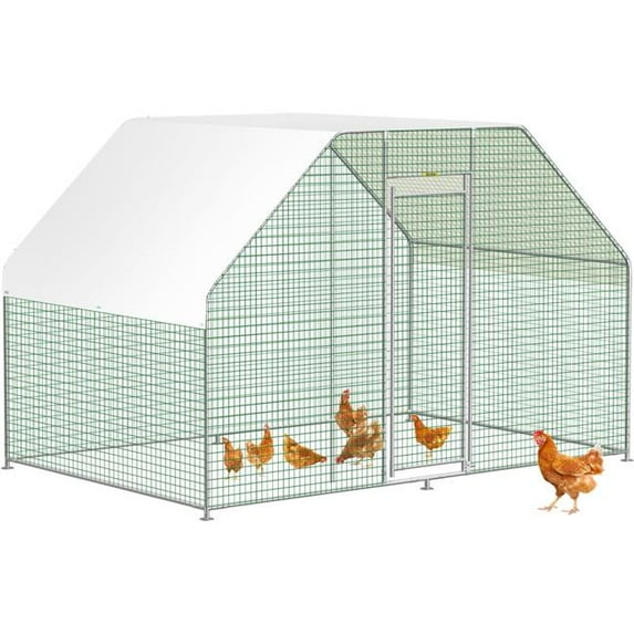 Large Metal Chicken Coop with Run - Spacious Outdoor Poultry Cage with Waterproof Cover