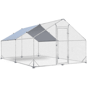 Large Metal Chicken Coops, Outdoor Duck Walk-in Run Poultry Cage, Hen House Yard Habitat Cage with Waterproof Cover Spire Shaped Coop, 9.8' L x 6.6' W x 6.6' H