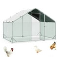 thumbnail image 1 of Large Metal Chicken Coops, Outdoor Duck Walk-in Run Poultry Cage, Hen House Yard Habitat Cage with Waterproof Cover Spire Shaped Coop, 9.8' L x 6.6' W x 6.6' H, 1 of 4