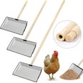 Large Metal Chicken Poop Scooper 3in1 Detachable Tool (20 to 42 inches), Wooden Handle