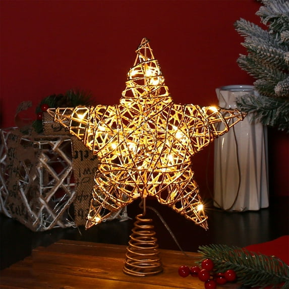 Large Metal Christmas Tree Topper Star with Warm White Lights for Holiday Decor