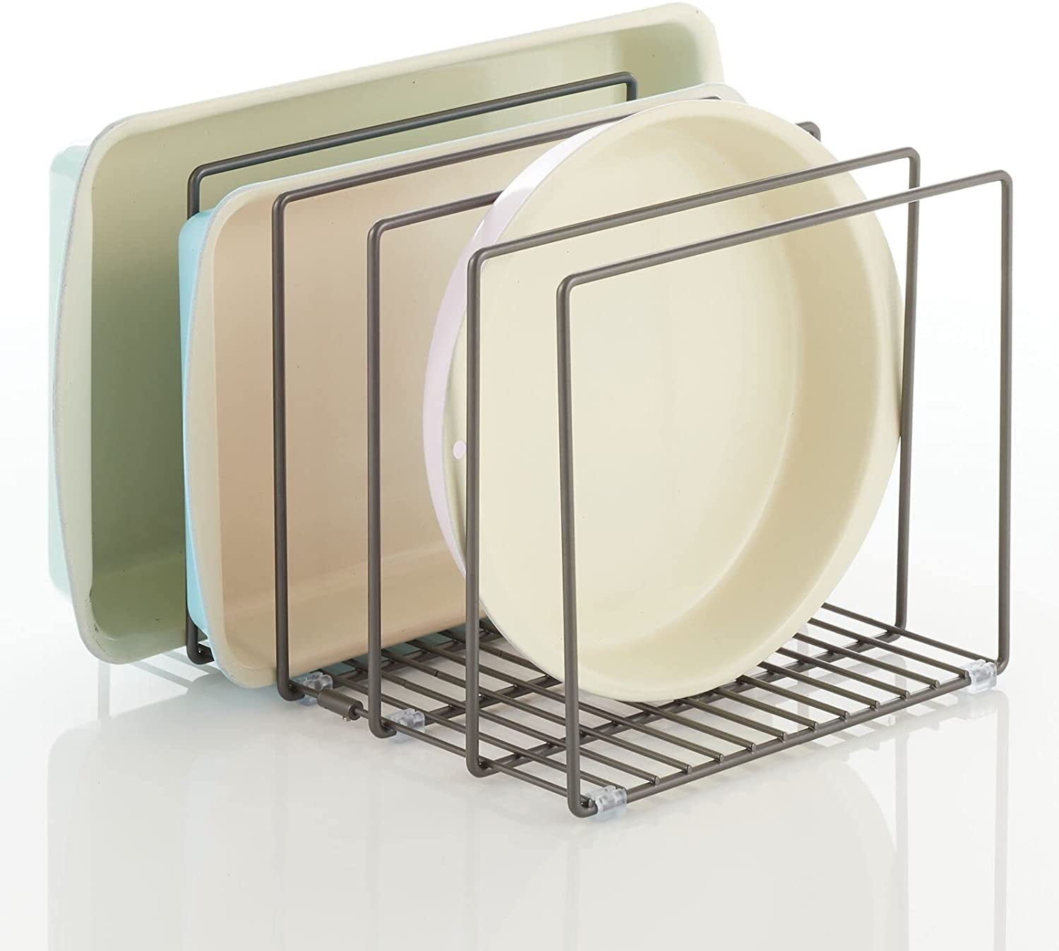 Large Metal Cookware Organizer Rack For Kitchen Counter, Shelf, 5 Slot Holder For