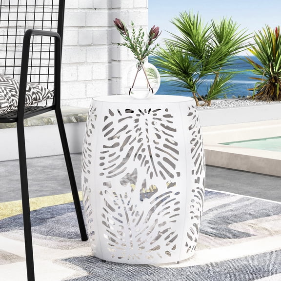 Large Metal End Table with Iron Cut Design / Transform Your Space Instantly without Assembly