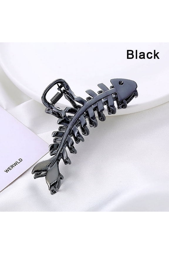 Large Metal Hair Claw Clip Fish Bone Irregular Hairpins Punk Style Silver Hair Claws Barrettes Women HairClips Hair Accessories