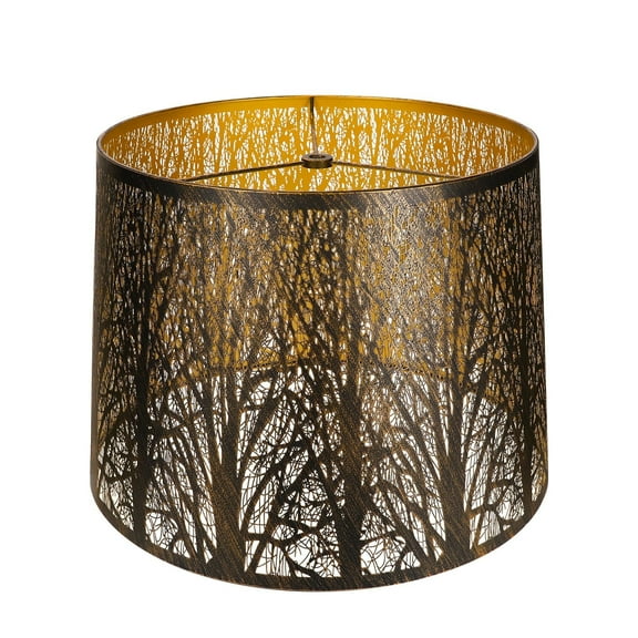 Large Metal Lampshade Forest Etching Forest Lamp Shade Pattern 12'' Top × 14'' Bottom × 10" Height Fits For Table Lamps and Floor Lamps Spider Fitter