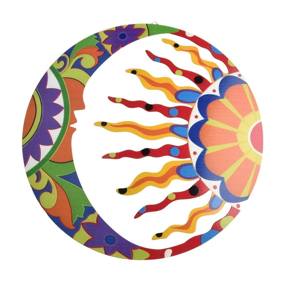 Large Metal Moon And Sun Wall Art Colourful Garden Ornament Outdoor Decoration