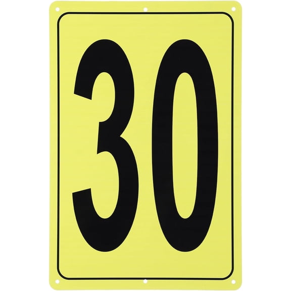Large Metal Number 30 Sign, 12 x 8 Inch Rectangle Aluminum Address Marker, Weather-Resistant Parking Area Sign for Indoor Outdoor Use, Yellow