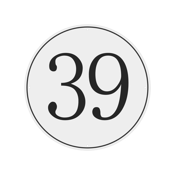 Large Metal Number Sign, 12" Diameter Aluminum Number 39 Sign Plate