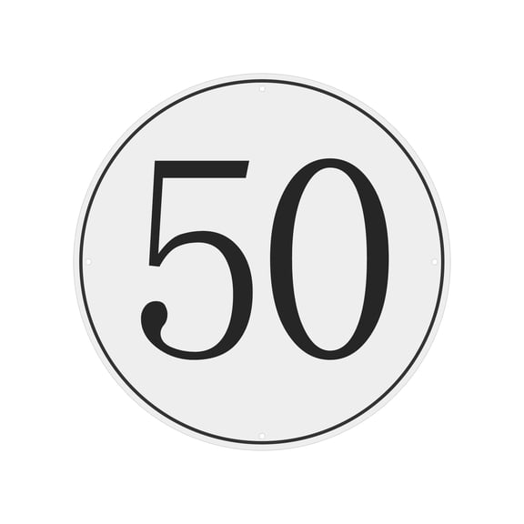 Large Metal Number Sign, 12" Diameter Aluminum Number 50 Sign Plate