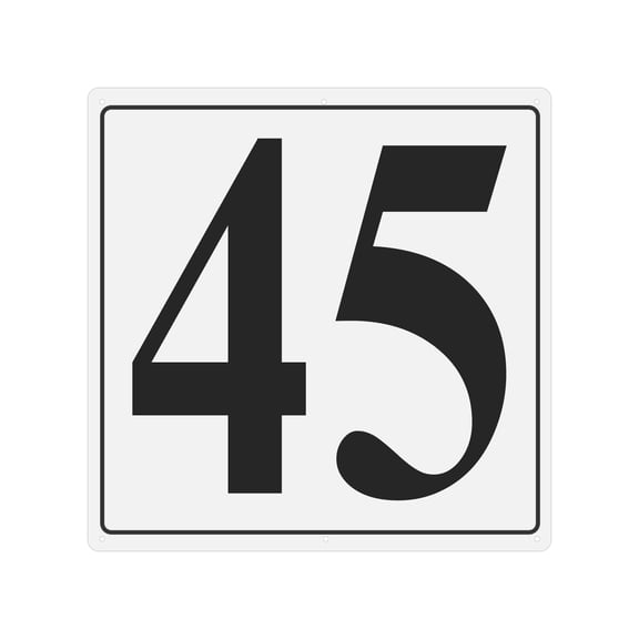 Large Metal Number Sign, 12x12" Aluminum Number 45 Sign Plate
