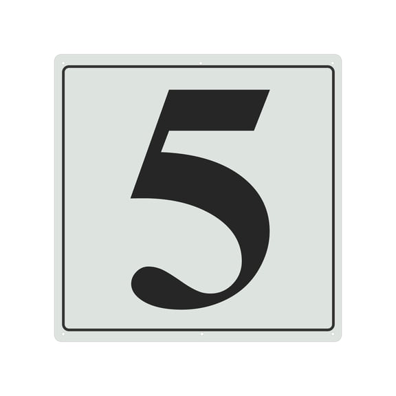 Large Metal Number Sign, 12x12" Aluminum Number 5 Sign Plate