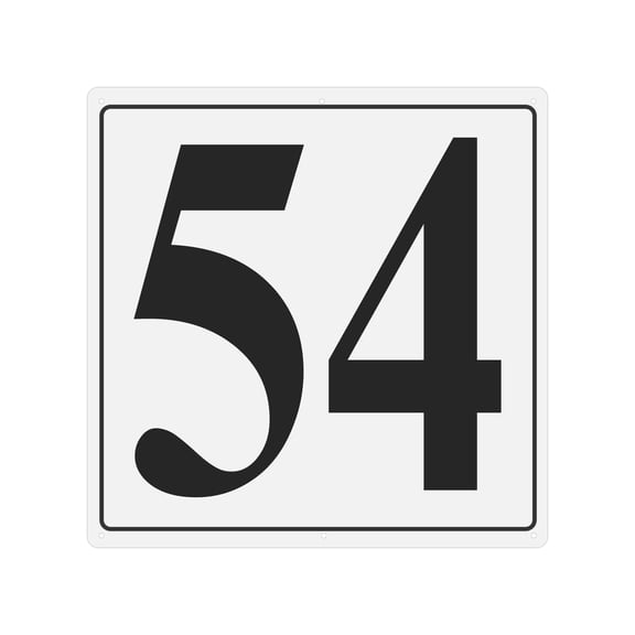 Large Metal Number Sign, 12x12" Aluminum Number 54 Sign Plate