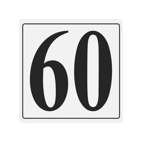 Large Metal Number Sign, 12x12" Aluminum Number 60 Sign Plate